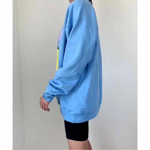NIRVANA SMILEY FLEECES CREW NECK SWEATER - BABY BLUE SIZE L - Picture 4 of 5